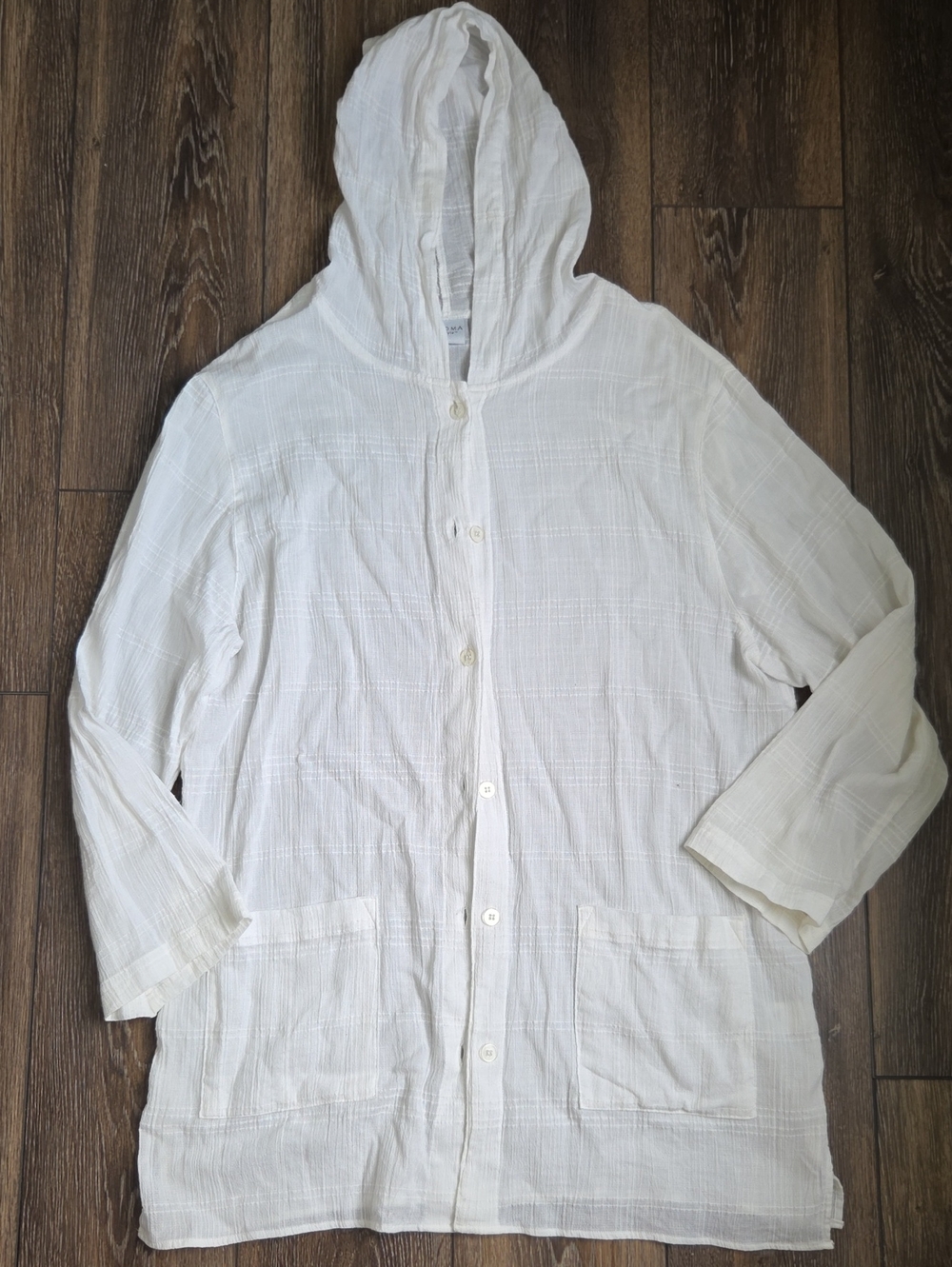 SONOMA White Gauze Long-sleeve Hoodie Cover-up Size XL